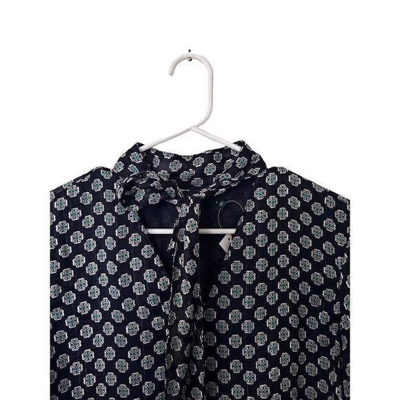 Lauren Ralph Lauren Long Sleeve Polyblend Talsha Tie-Neck Blouse Multicolor Sz L - Picture 3 of 10